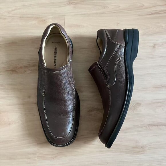 Johnston & Murphy Mens Shoes Brown Leather Slip On Loafers Size 10.5 US - Picture 1 of 10